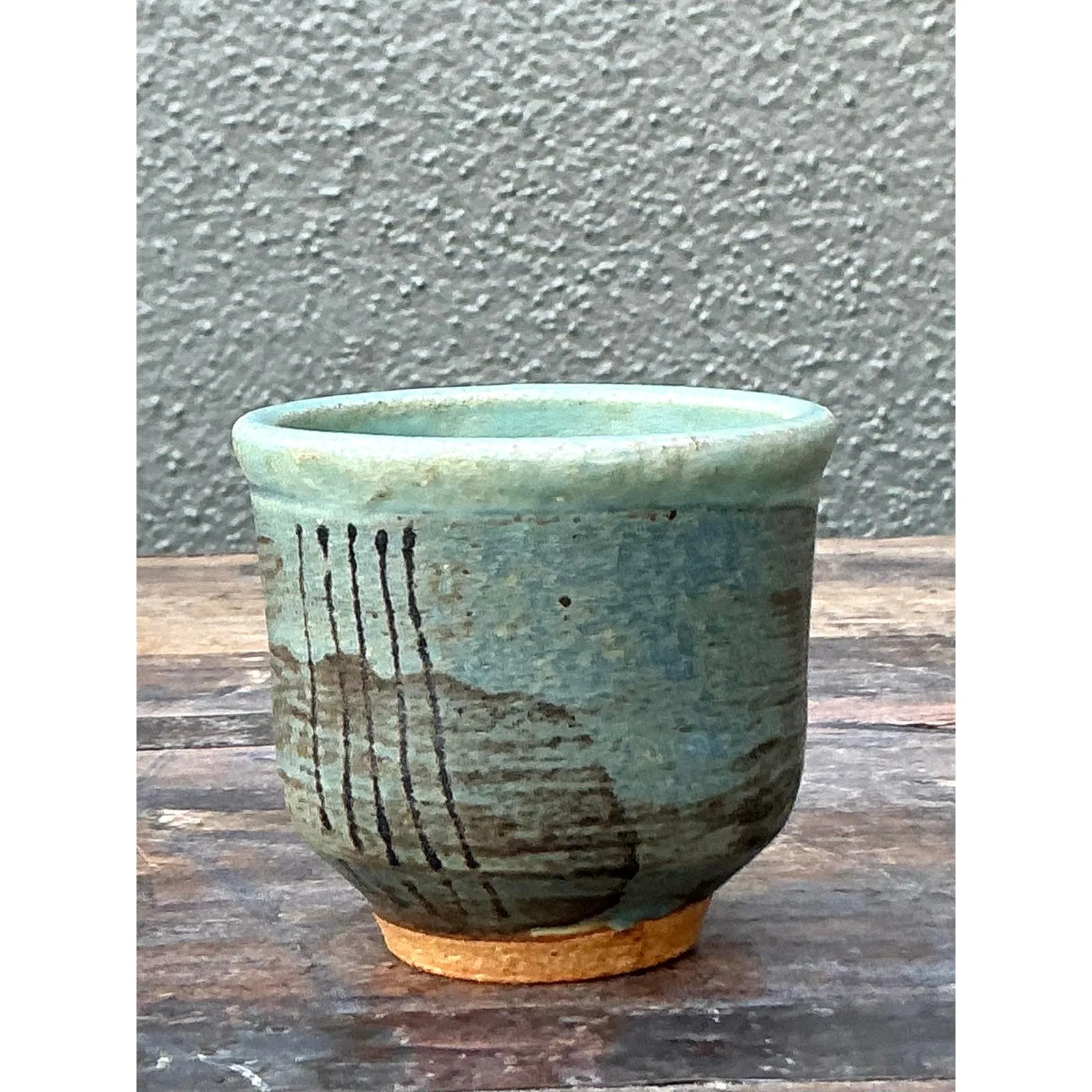 Vintage Boho Original Studio Pottery Small Vase - Ceramic, 2.75W x 2.5H — additional photo 1