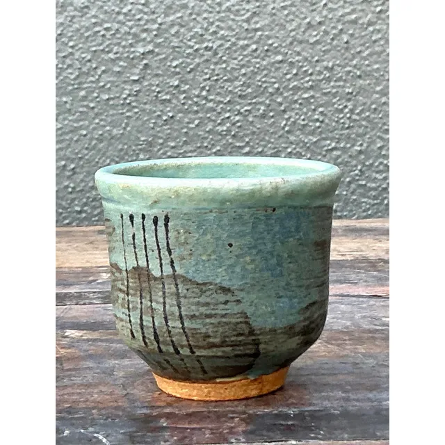 Vintage Boho Original Studio Pottery Small Vase - Ceramic, 2.75W x 2.5H — additional photo 1
