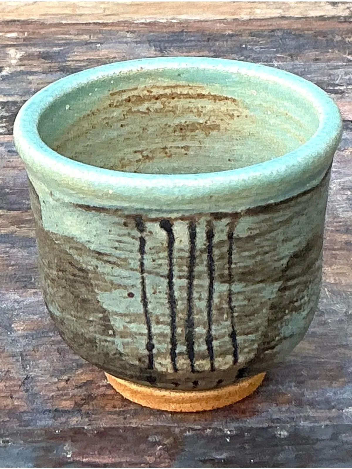 Vintage Boho Original Studio Pottery Small Vase - Ceramic, 2.75W x 2.5H — additional photo 2