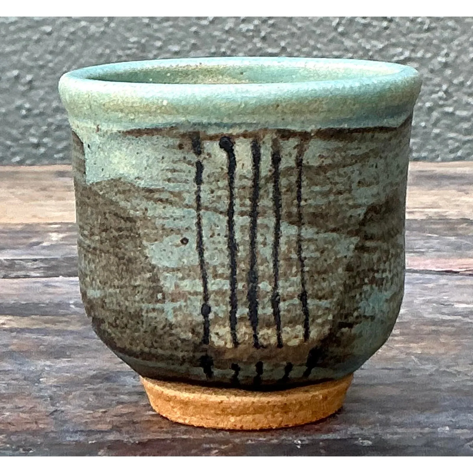 Vintage Boho Original Studio Pottery Small Vase - Ceramic, 2.75W x 2.5H — additional photo 4