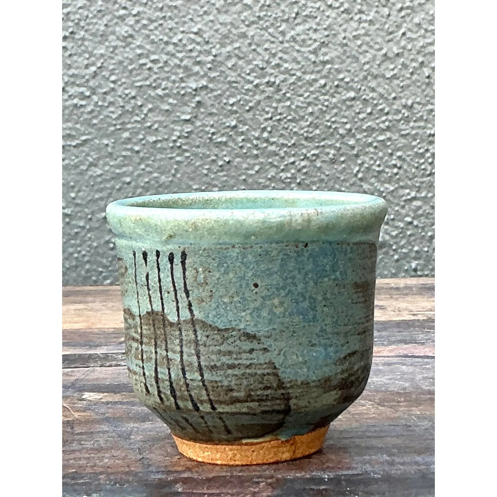 Vintage Boho Original Studio Pottery Small Vase - Ceramic, 2.75W x 2.5H — additional photo 5
