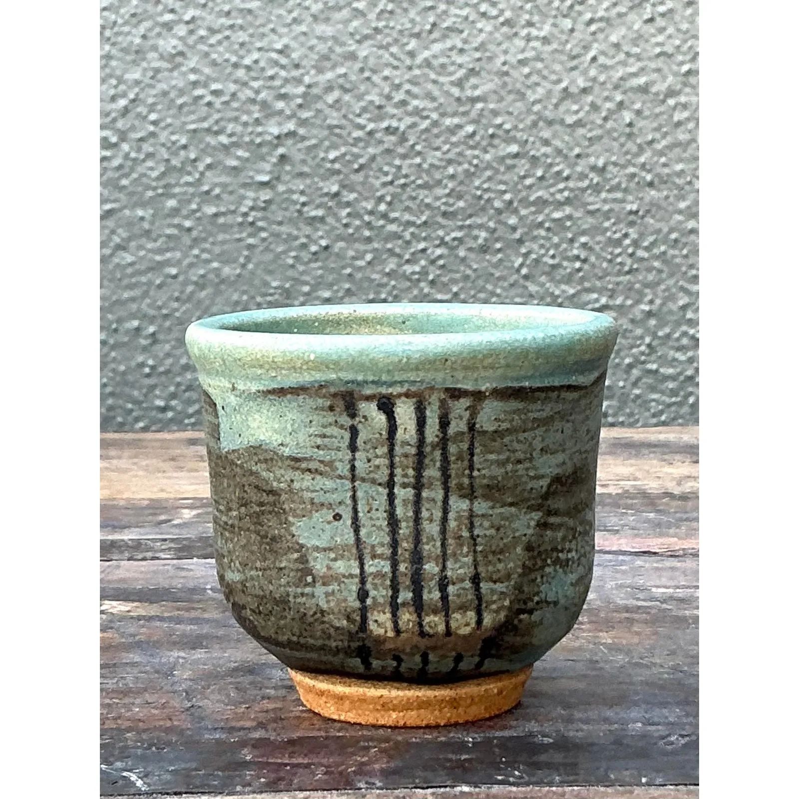 Vintage Boho Original Studio Pottery Small Vase - Ceramic, 2.75W x 2.5H — additional photo 6