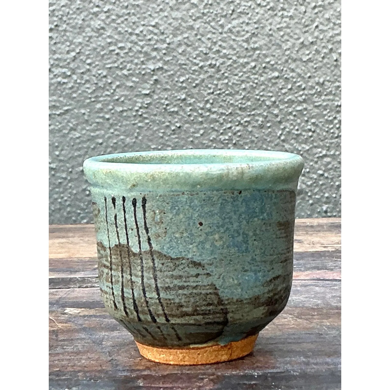 Vintage Boho Original Studio Pottery Small Vase - Ceramic, 2.75W x 2.5H — additional photo 8