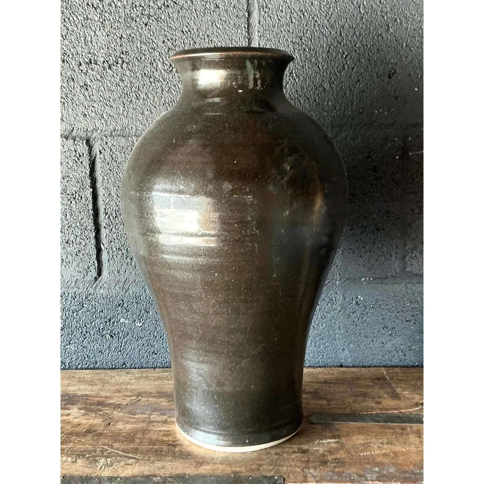 Vintage Boho Studio Pottery Vase - Ceramic, 9.5W x 16H — additional photo 6