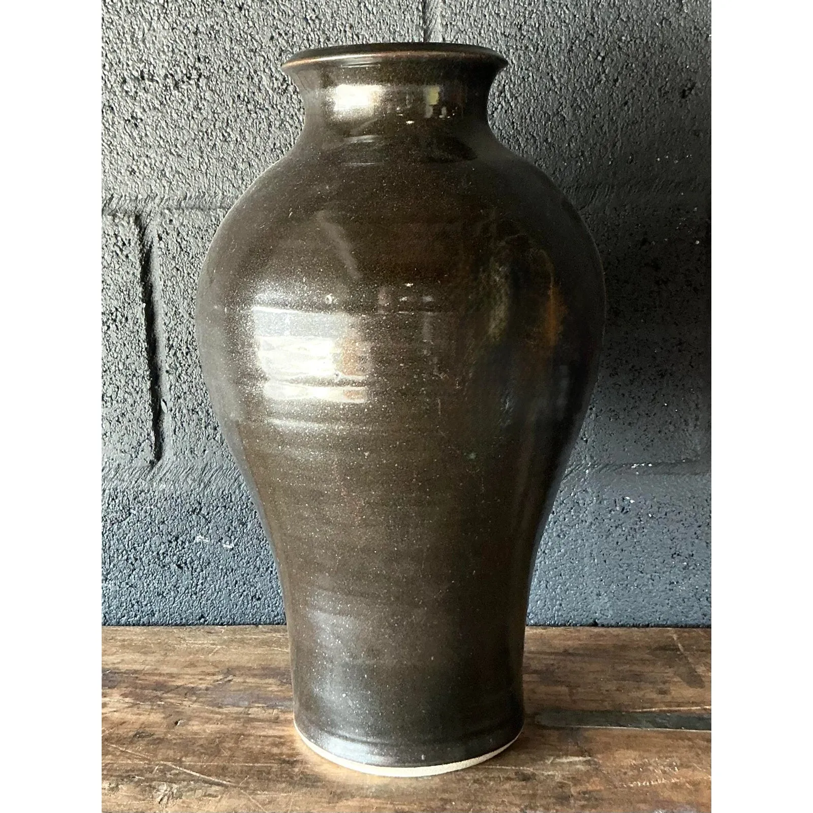 Vintage Boho Studio Pottery Vase - Ceramic, 9.5W x 16H — additional photo 5