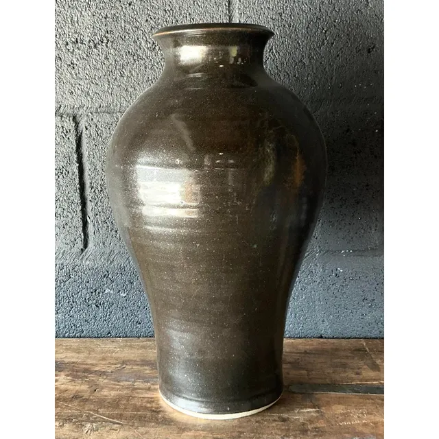 Vintage Boho Studio Pottery Vase - Ceramic, 9.5W x 16H — additional photo 5