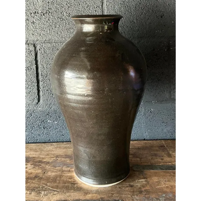 Vintage Boho Studio Pottery Vase - Ceramic, 9.5W x 16H — additional photo 8