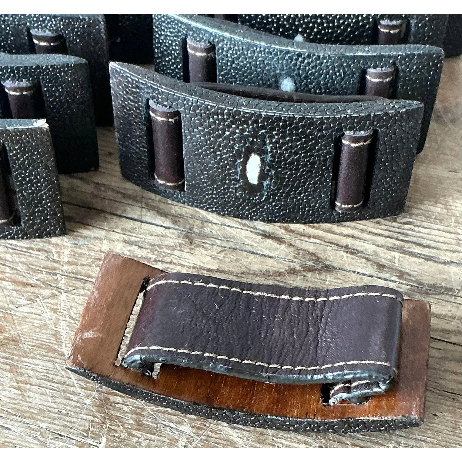 Vintage Boho Shagreen Napkin Rings - Set of 12 — additional photo 7