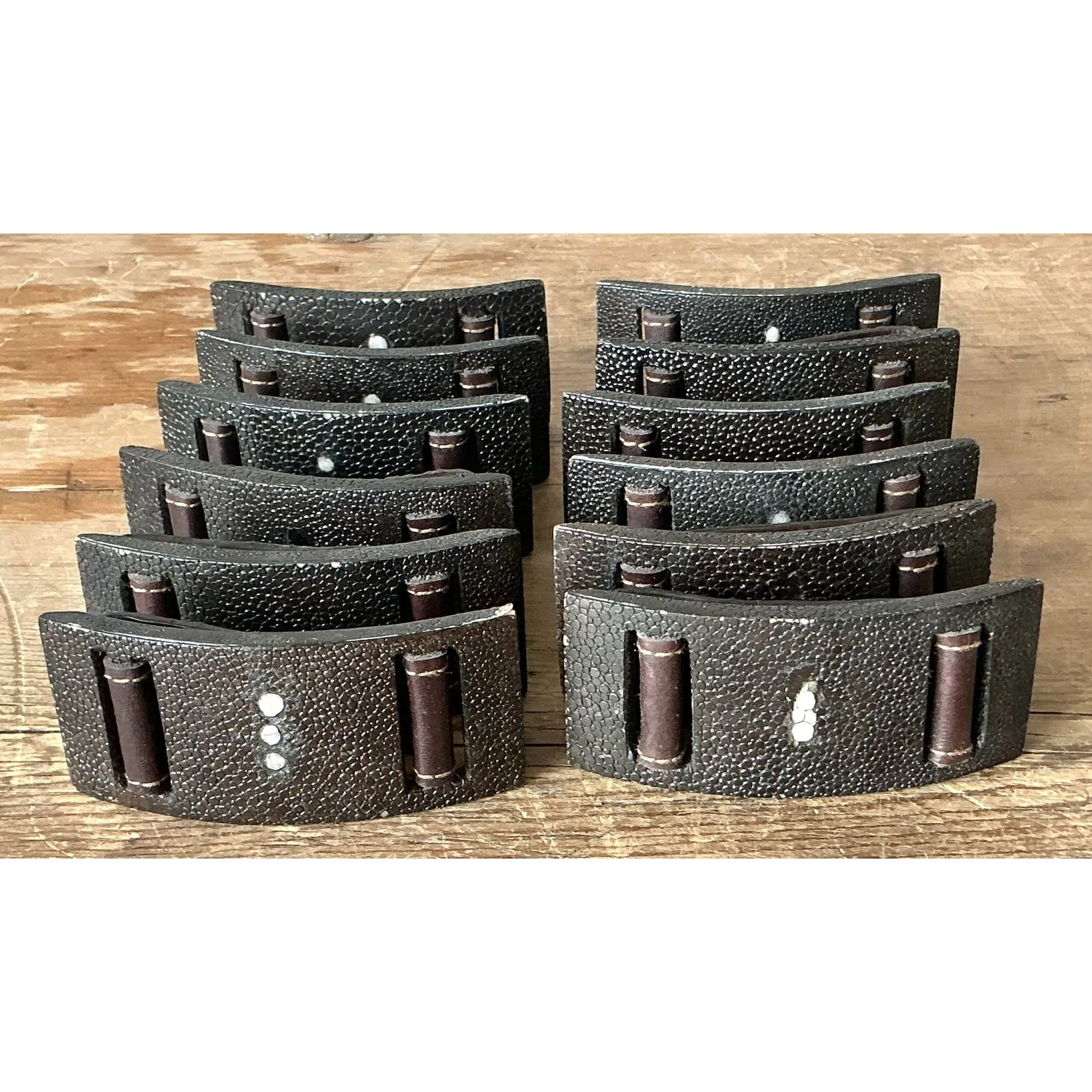 Vintage Boho Shagreen Napkin Rings - Set of 12 — additional photo 4