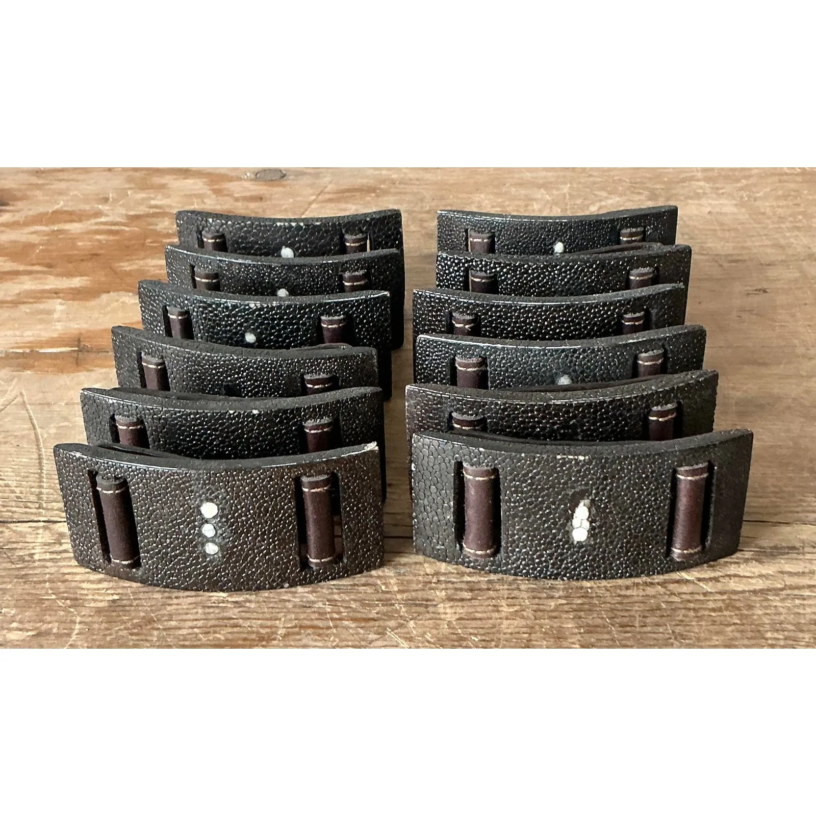 Vintage Boho Shagreen Napkin Rings - Set of 12 — additional photo 1