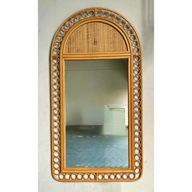 Vintage Boho Arched Rattan Rings Mirror — additional photo 2