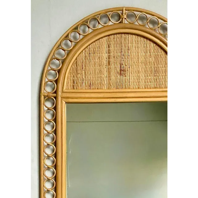 Vintage Boho Arched Rattan Rings Mirror — additional photo 6