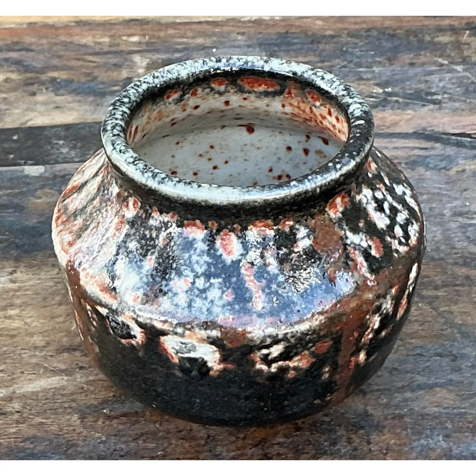 Vintage Boho Original Studio Pottery Small Vase - Ceramic, 3.75W x 3.25H — additional photo 6