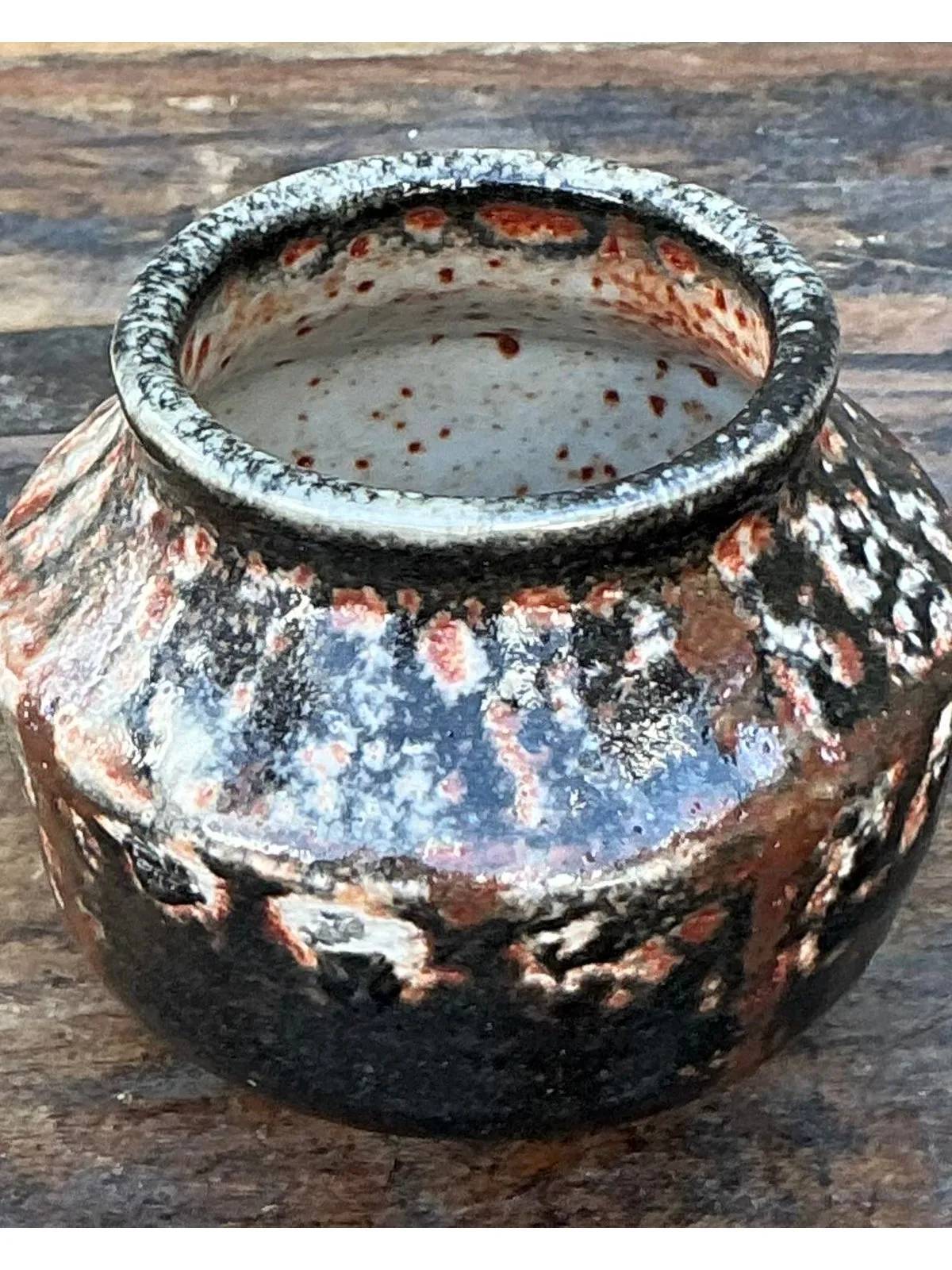Vintage Boho Original Studio Pottery Small Vase - Ceramic, 3.75W x 3.25H — additional photo 6