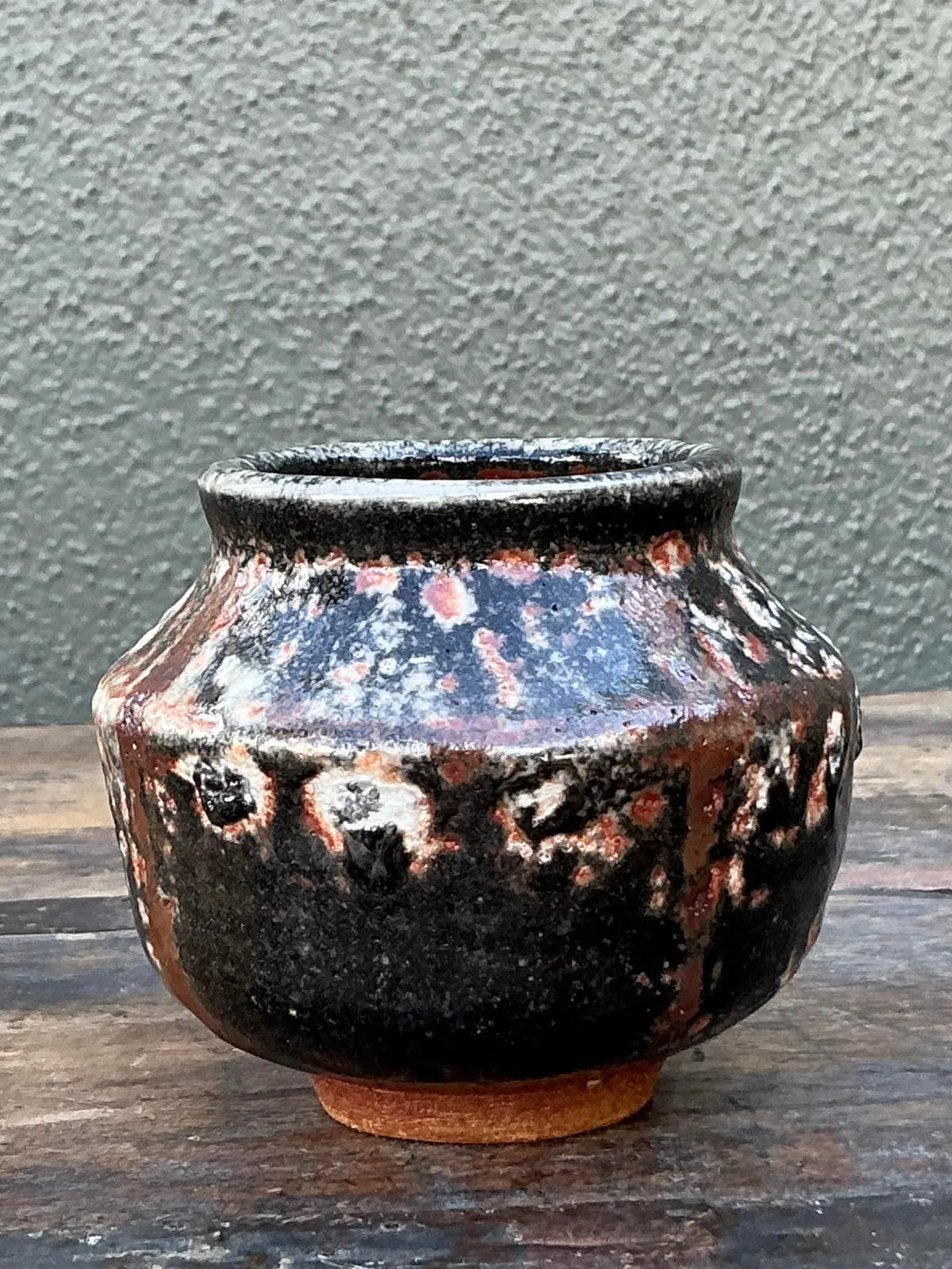 Vintage Boho Original Studio Pottery Small Vase - Ceramic, 3.75W x 3.25H — additional photo 2