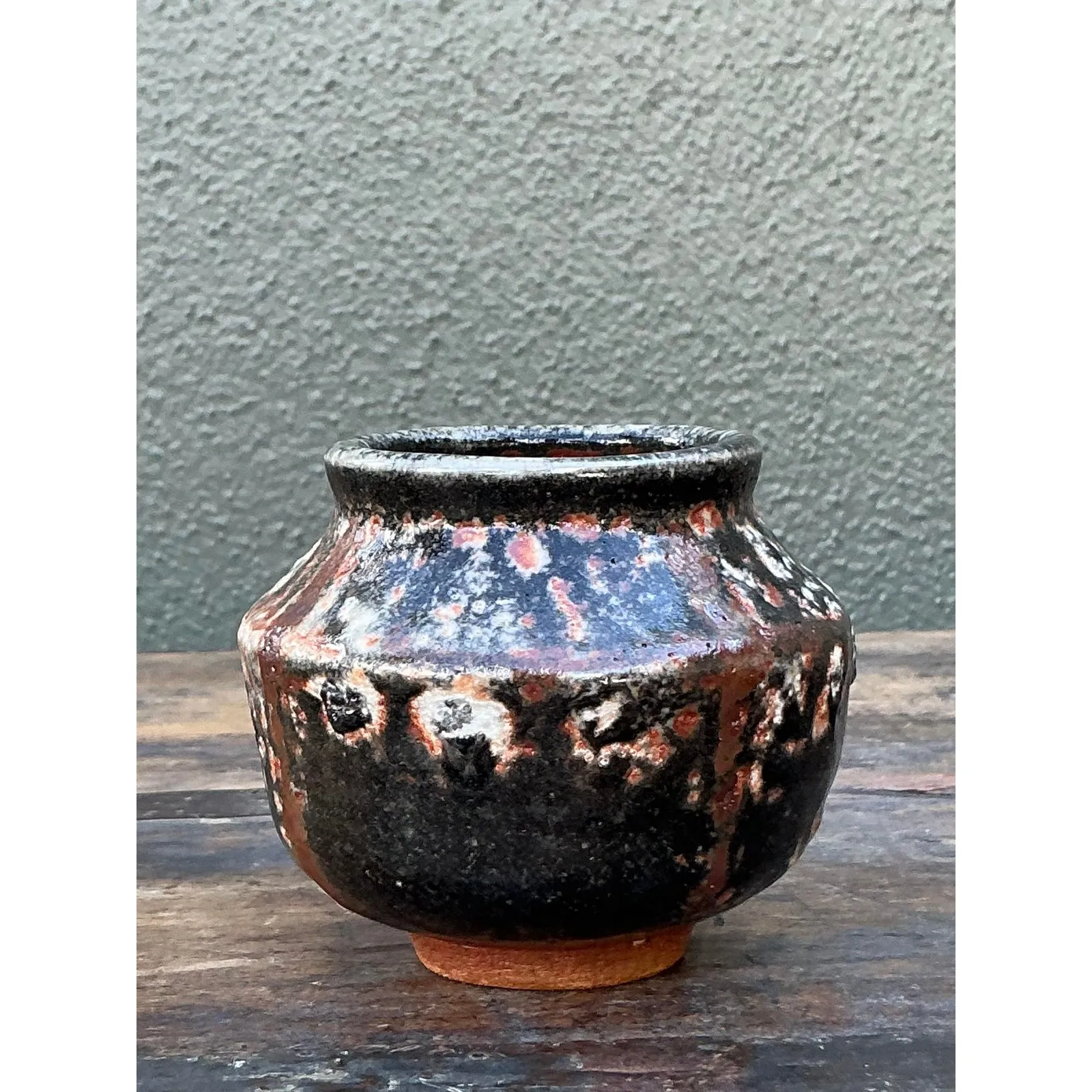 Vintage Boho Original Studio Pottery Small Vase - Ceramic, 3.75W x 3.25H — additional photo 3