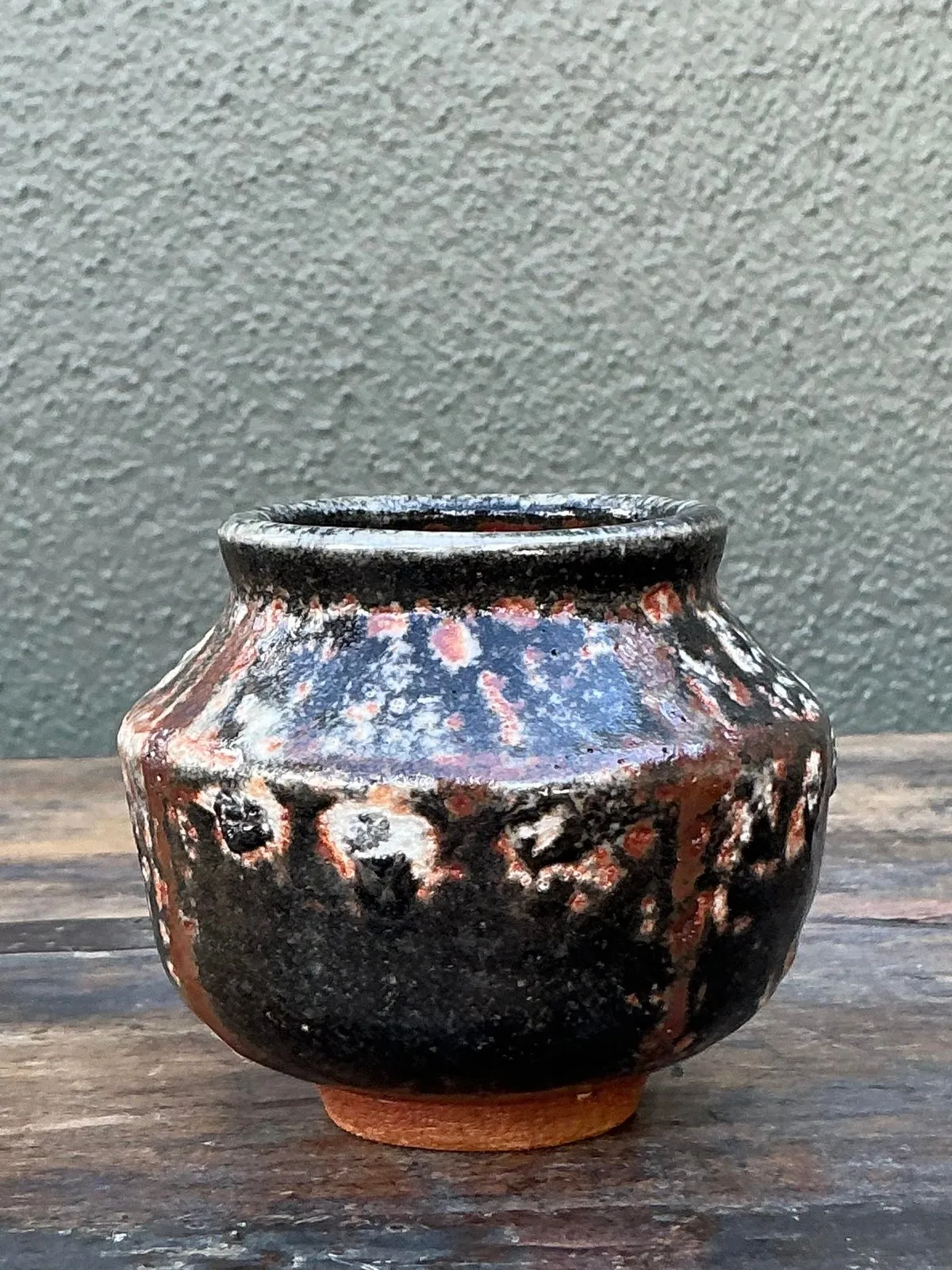 Vintage Boho Original Studio Pottery Small Vase - Ceramic, 3.75W x 3.25H — additional photo 3