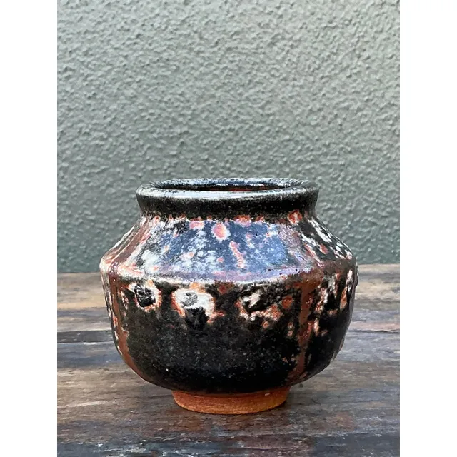 Vintage Boho Original Studio Pottery Small Vase - Ceramic, 3.75W x 3.25H — additional photo 3