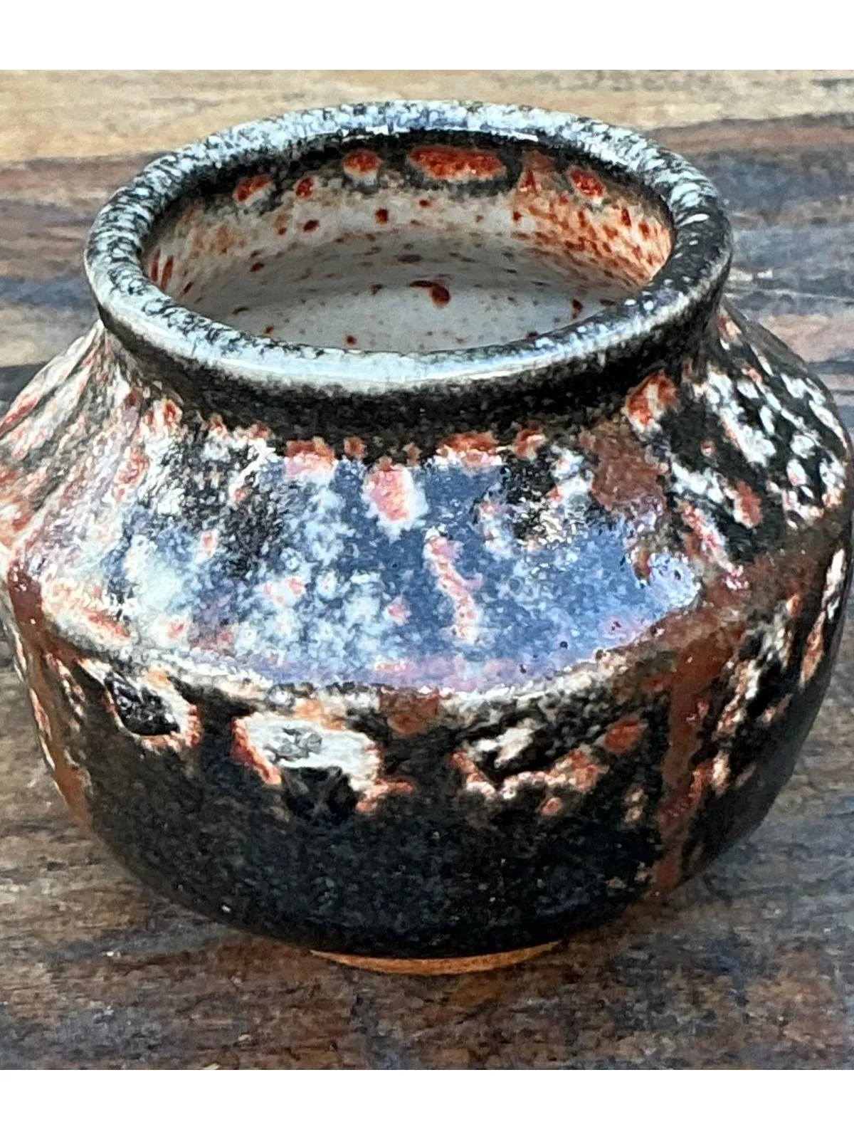 Vintage Boho Original Studio Pottery Small Vase - Ceramic, 3.75W x 3.25H — additional photo 4