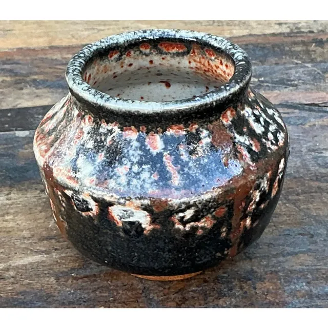 Vintage Boho Original Studio Pottery Small Vase - Ceramic, 3.75W x 3.25H — additional photo 4