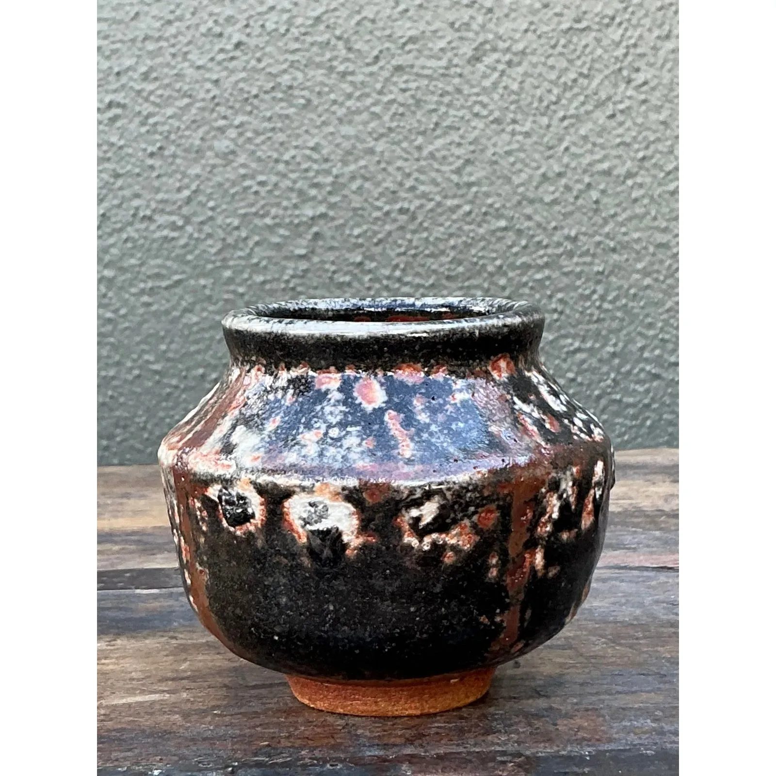 Vintage Boho Original Studio Pottery Small Vase - Ceramic, 3.75W x 3.25H — additional photo 5