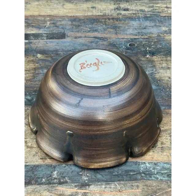 Vintage Boho Original Studio Pottery Nipped Bowl — additional photo 3