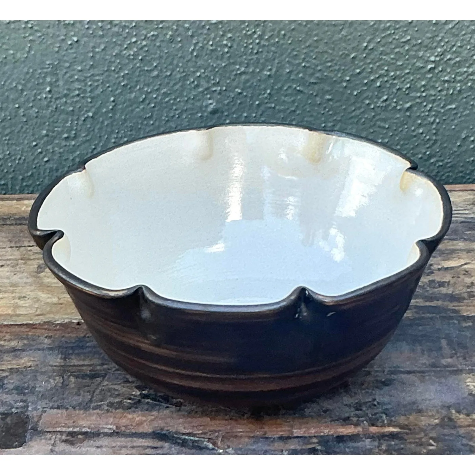 Vintage Boho Original Studio Pottery Nipped Bowl — additional photo 2