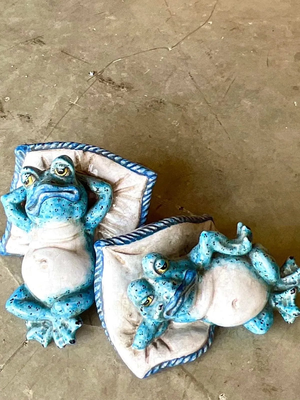 Vintage Italian Ceccarelli Hand Painted Frogs - a Pair