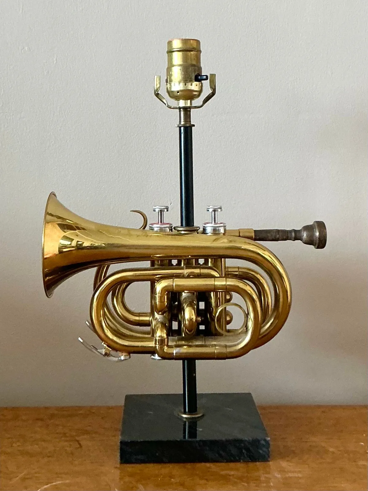 Vintage Boho Original Trumpet Lamp - Angle view