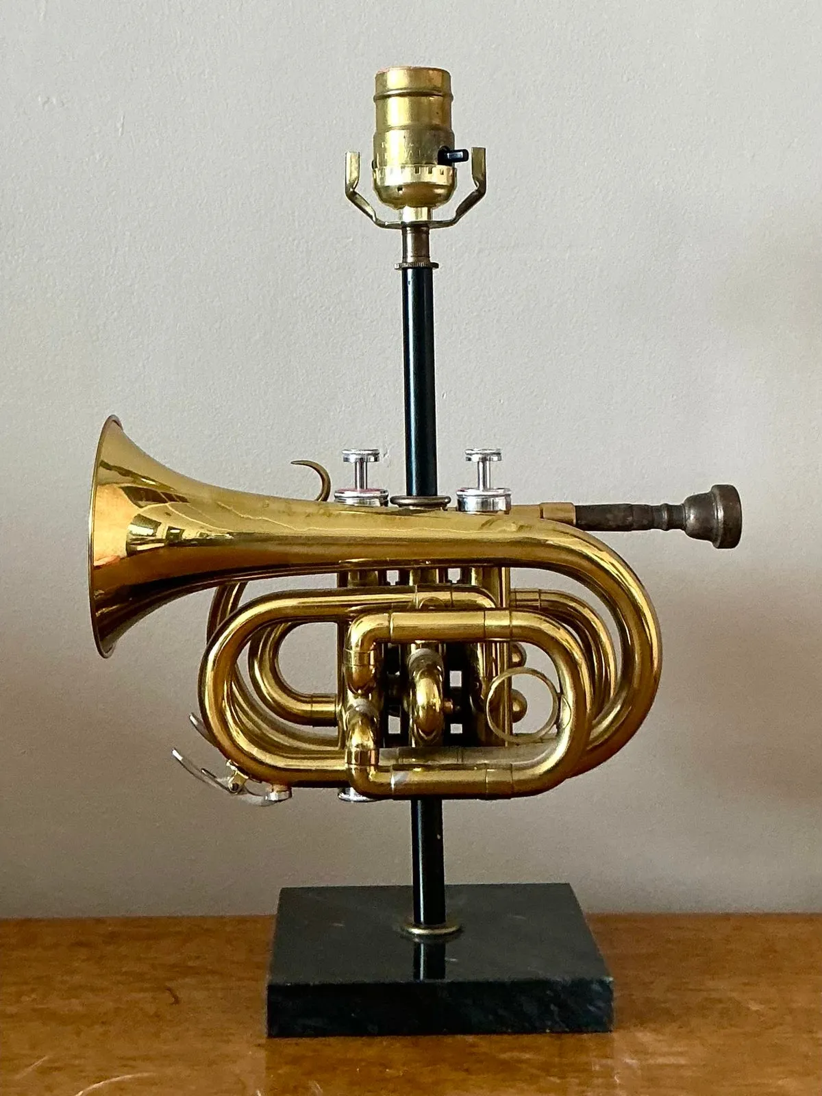 Vintage Boho Original Trumpet Lamp - Side view