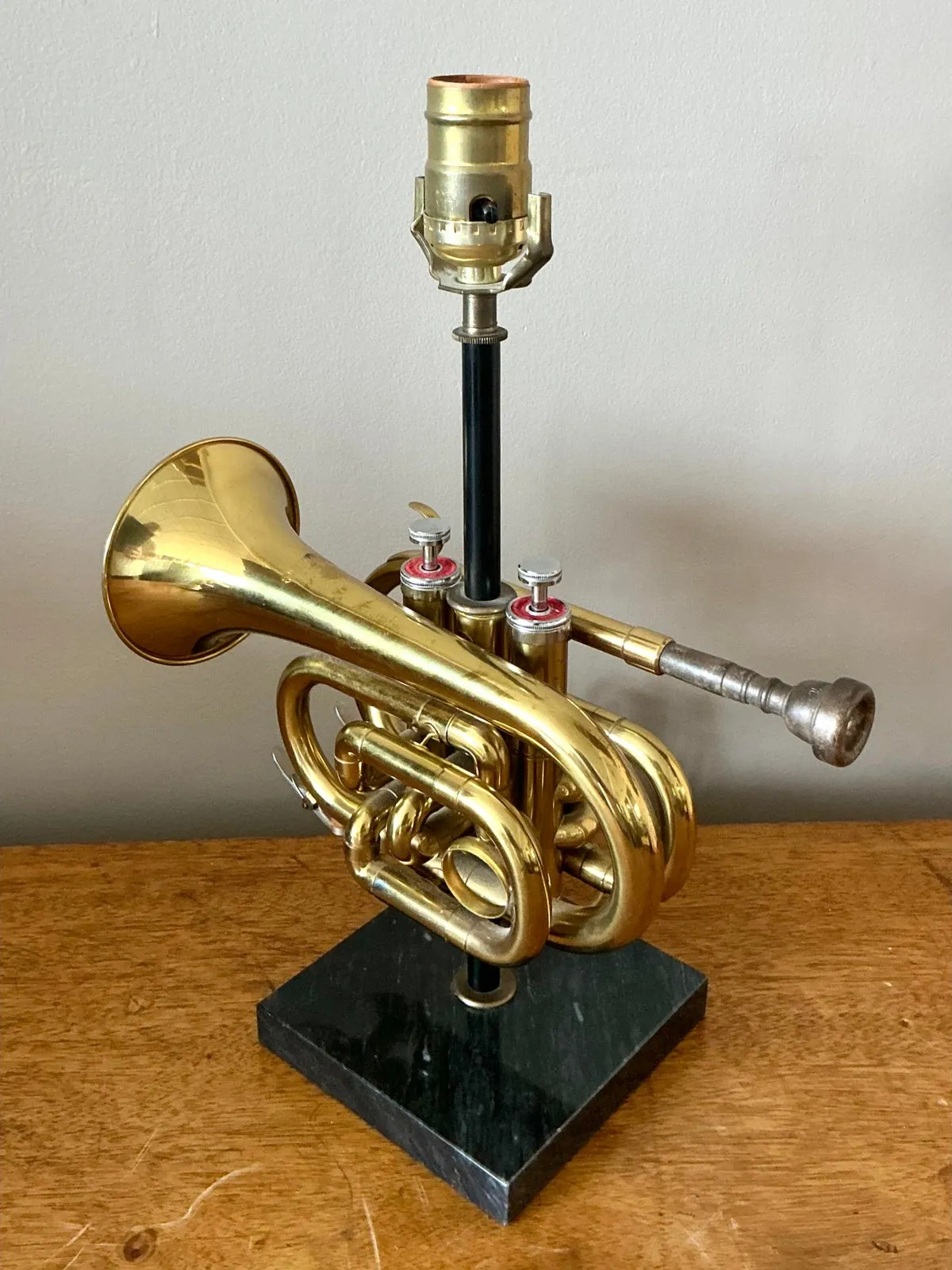 Vintage Boho Original Trumpet Lamp - Back view