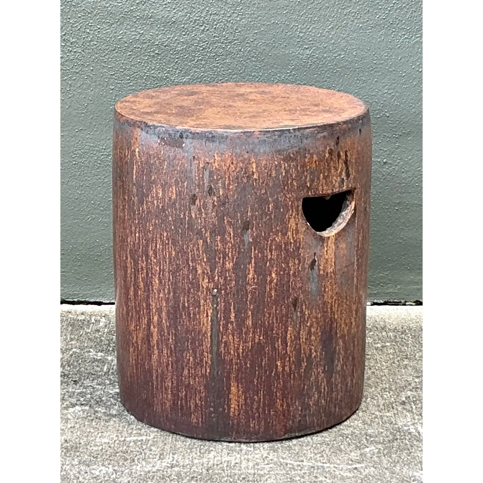 Vintage Boho Matte Glaze Low Stool — additional photo 7