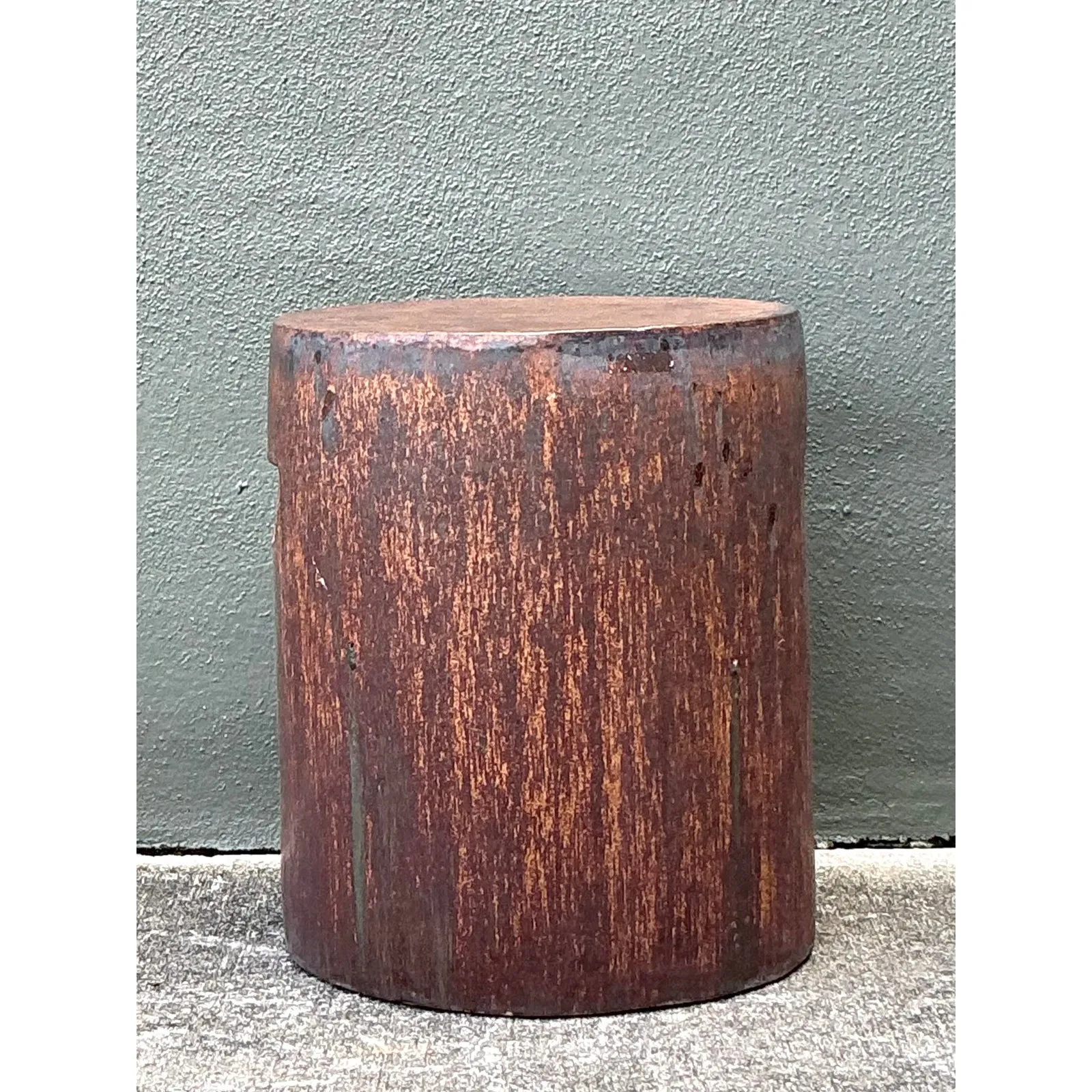 Vintage Boho Matte Glaze Low Stool — additional photo 4