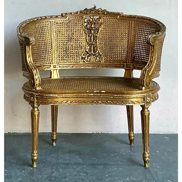Vintage Regency Gilt Caned Chair — additional photo 1