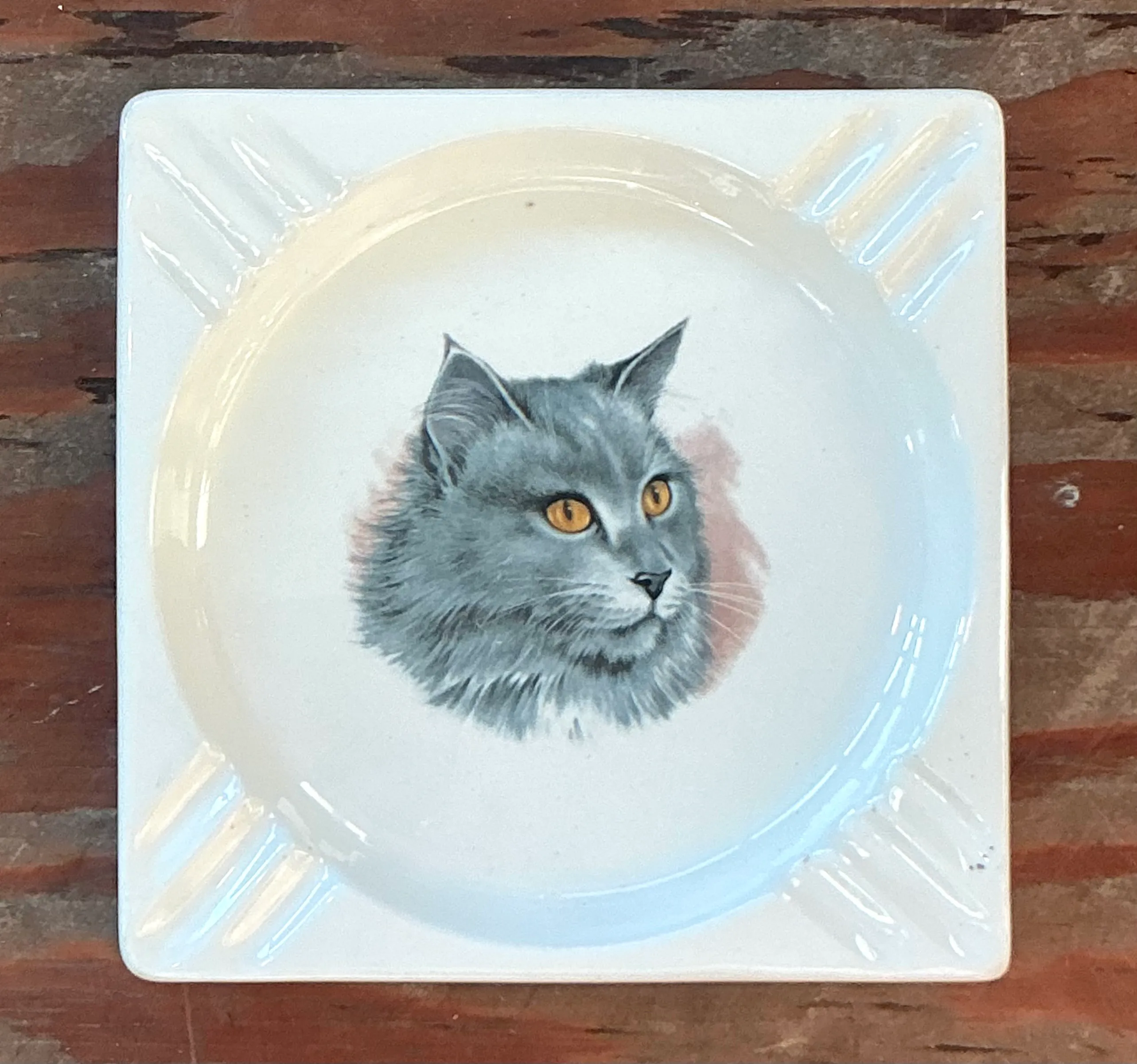Vintage Boho Glazed Ceramic Cat Ashtray — additional photo 3