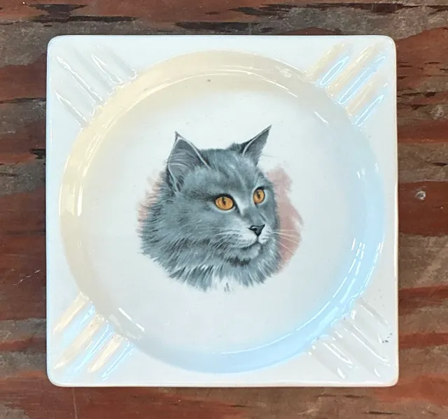 Vintage Boho Glazed Ceramic Cat Ashtray — additional photo 3