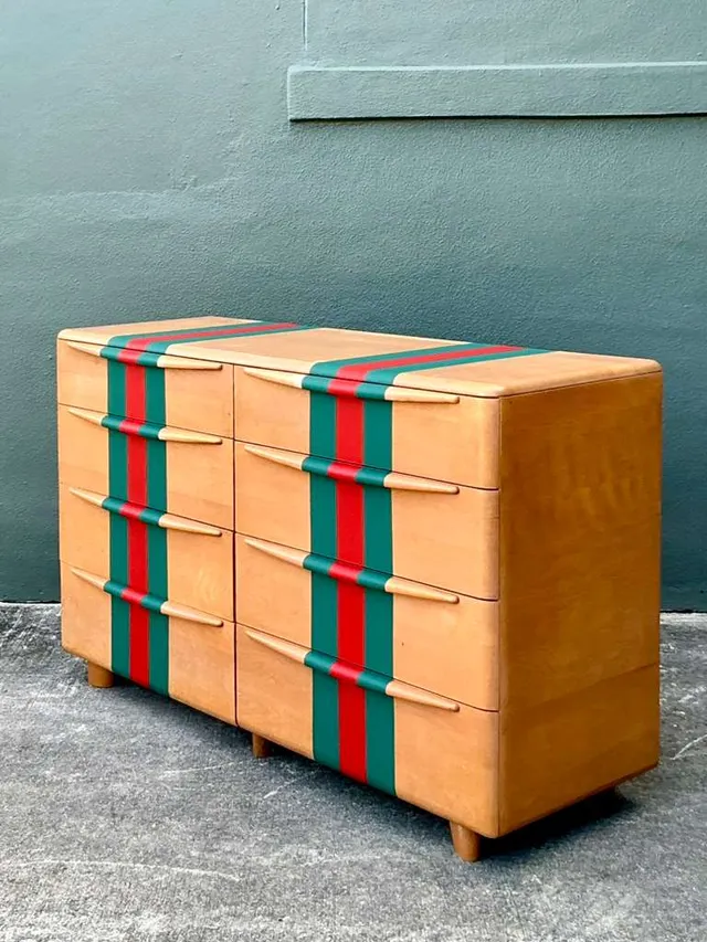 Vintage Boho MCM Heywood-Wakefield Racing Stripe Dresser — additional photo 1