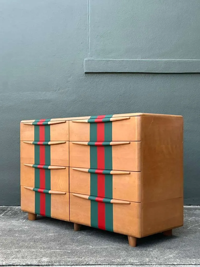 Vintage Boho MCM Heywood-Wakefield Racing Stripe Dresser — additional photo 2