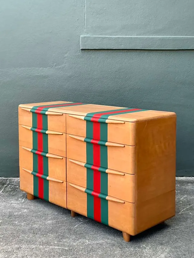 Vintage Boho MCM Heywood-Wakefield Racing Stripe Dresser — additional photo 3
