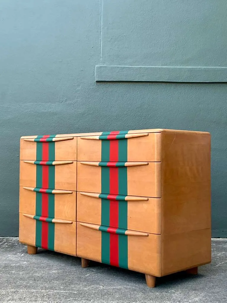 Vintage Boho MCM Heywood-Wakefield Racing Stripe Dresser — additional photo 4
