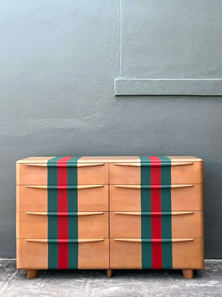 Vintage Boho MCM Heywood-Wakefield Racing Stripe Dresser — additional photo 5