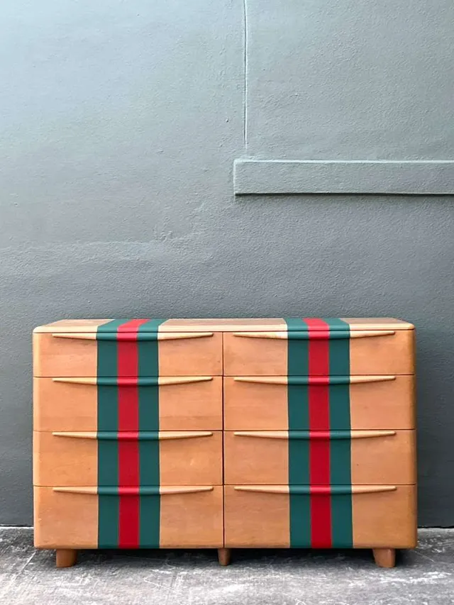 Vintage Boho MCM Heywood-Wakefield Racing Stripe Dresser — additional photo 5