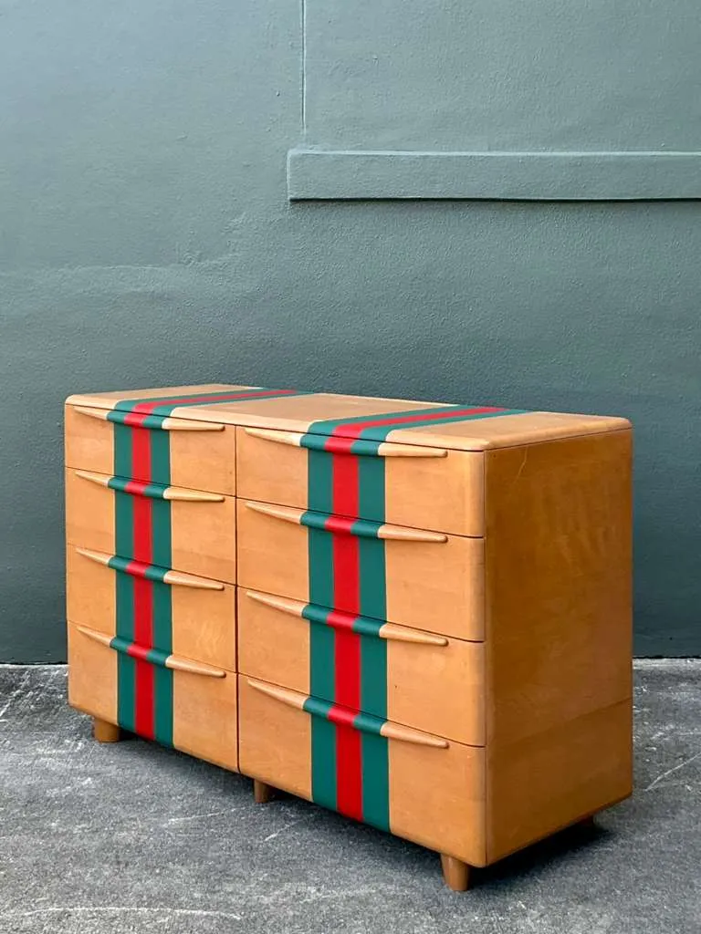 Vintage Boho MCM Heywood-Wakefield Racing Stripe Dresser — additional photo 6