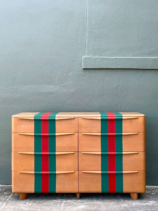 Vintage Boho MCM Heywood-Wakefield Racing Stripe Dresser — additional photo 7