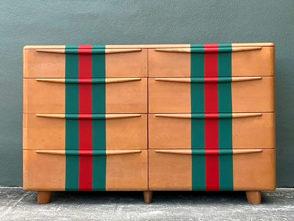 Vintage Boho MCM Heywood-Wakefield Racing Stripe Dresser — additional photo 8