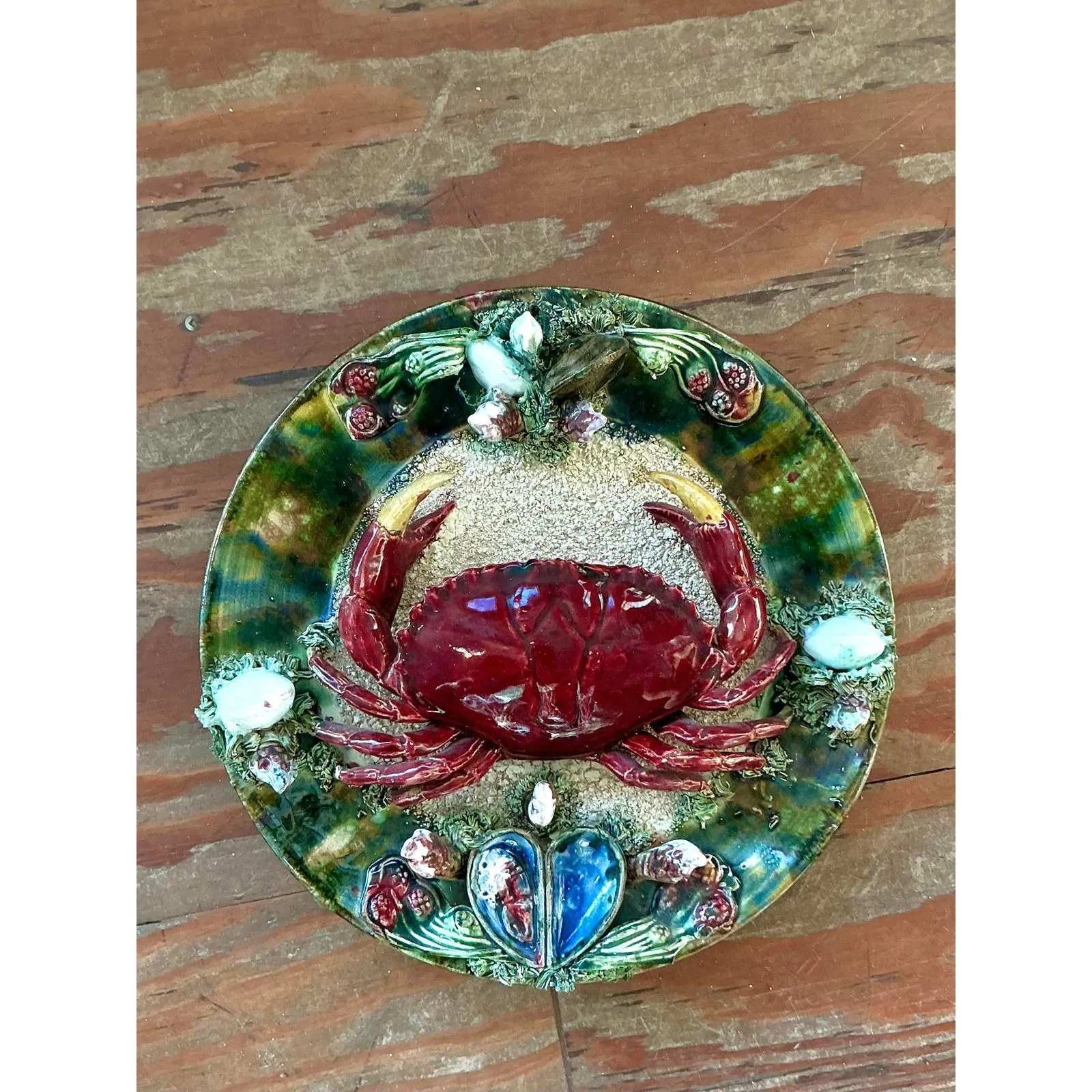 Vintage Regency French Majolica Crab Plate — additional photo 1