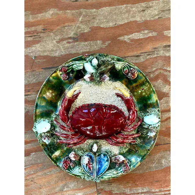Vintage Regency French Majolica Crab Plate — additional photo 4