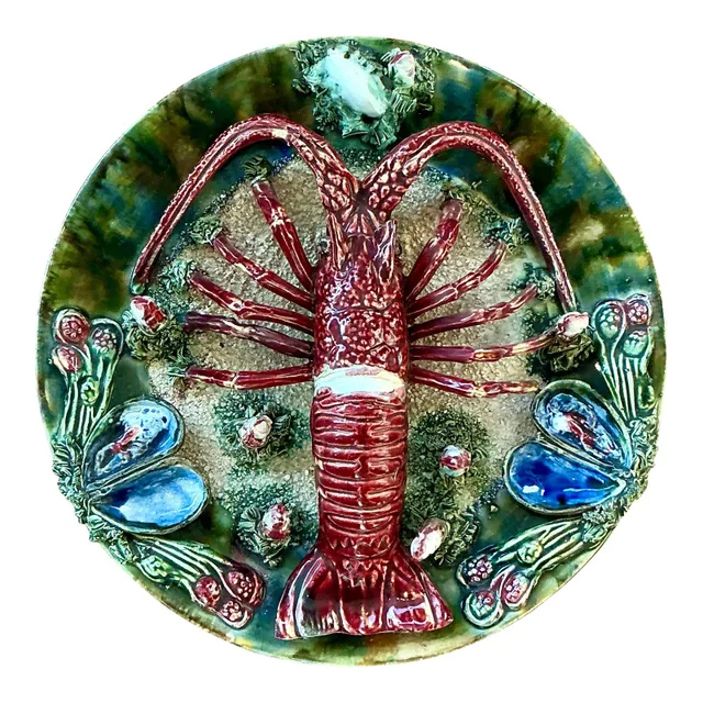 Vintage Regency French Majolica Lobster Plate — additional photo 1