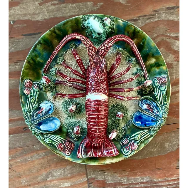 Vintage Regency French Majolica Lobster Plate — additional photo 2
