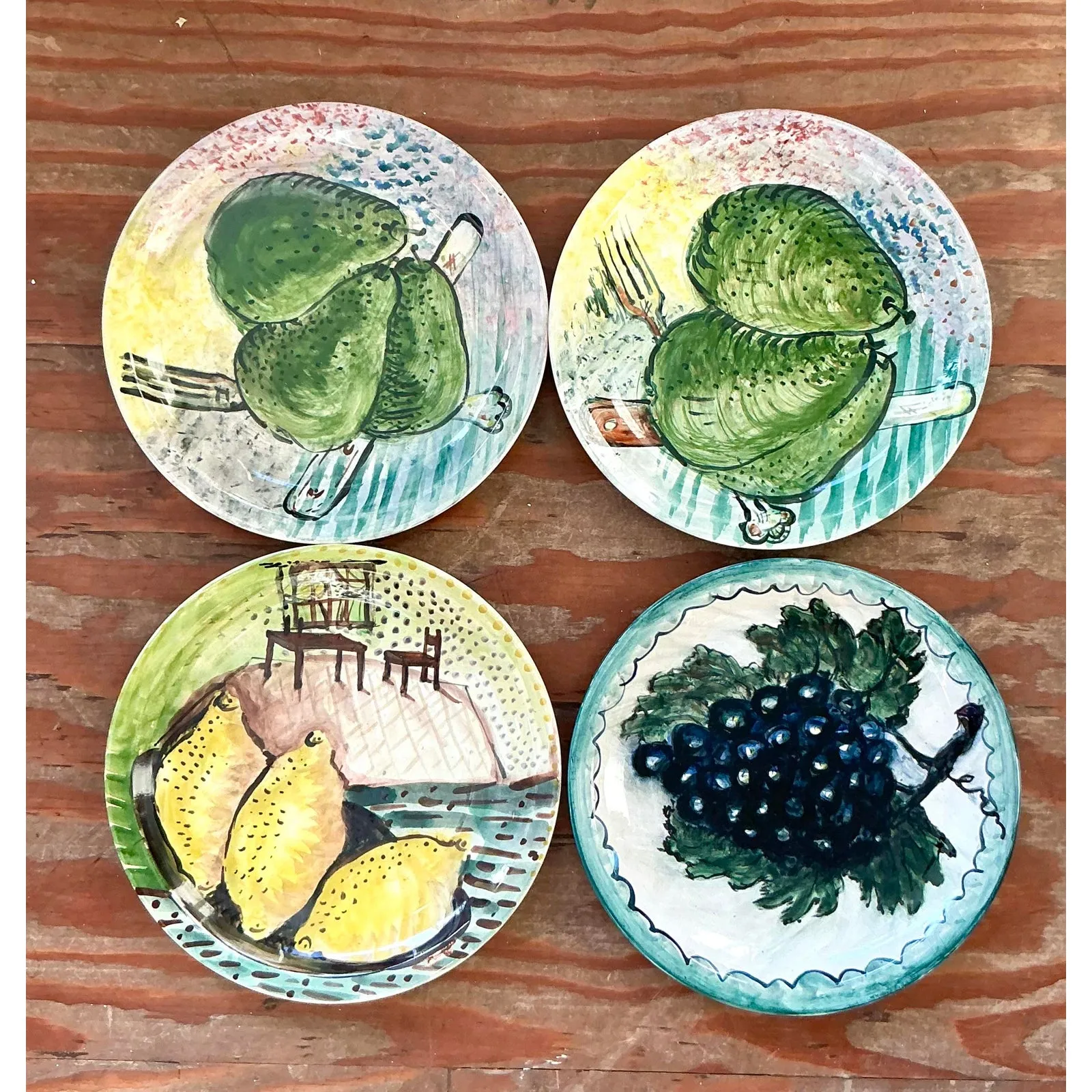 Vintage Regency Hand Painted Ceramic Plates - Set of 4 — additional photo 2